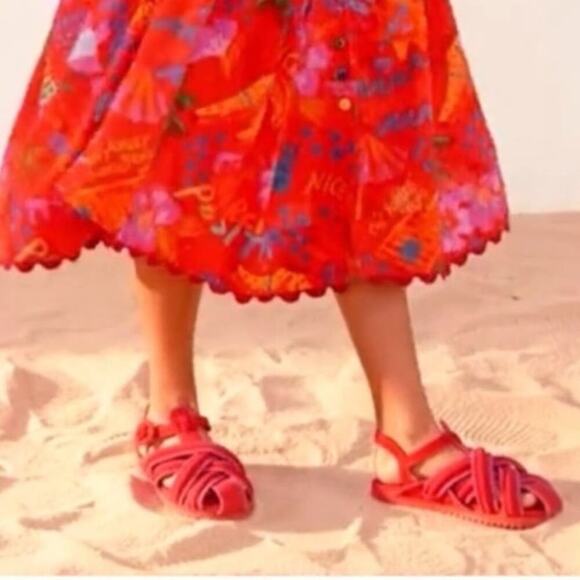 Farm Rio Zigzag Stitch Sandal In Red Size 8 - Picture 5 of 10